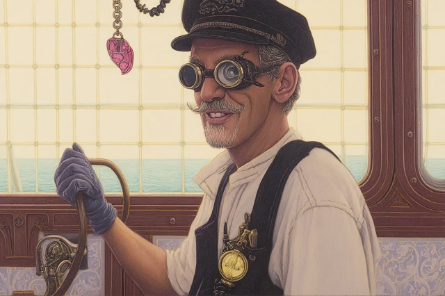 Steampunk Ship Captain Painting - Romantic Realism