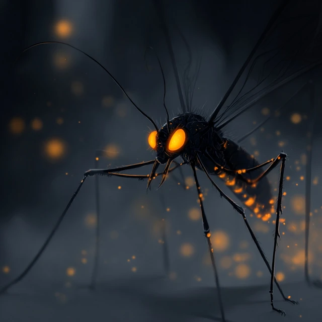 Creepy Insect with Glowing Eyes Spindly Parts