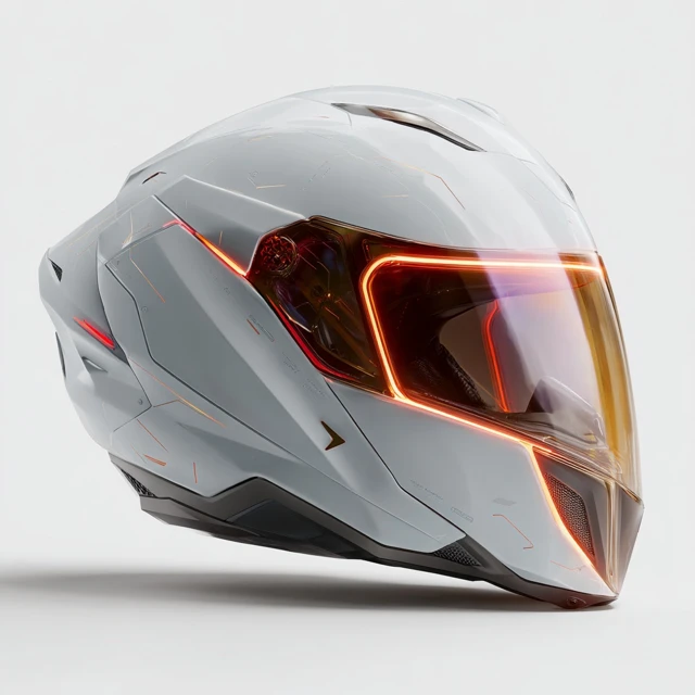 Futuristic Motorcycle Helmet LED Lighting Geometric Design