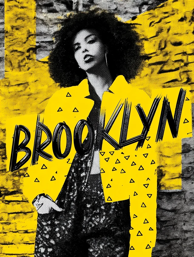 Brooklyn Portrait Woman Black and White Pop Art