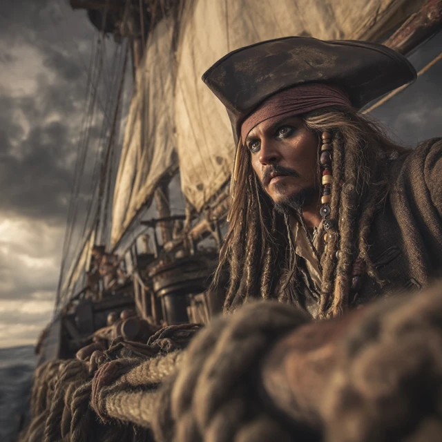 Pirate Captain at Sea Photorealistic Image