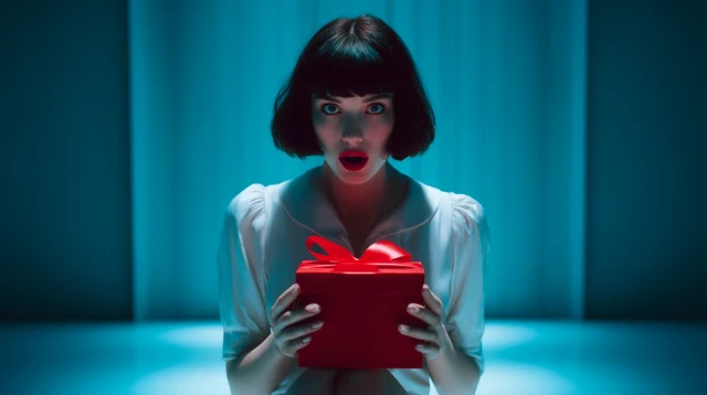 Surprised Woman with Gift Box Photography