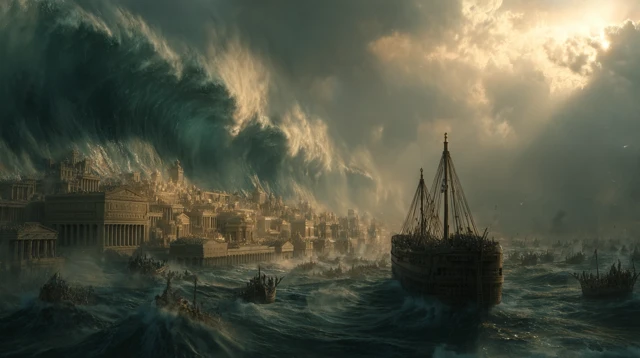 Great Flood Concept Art: Tsunami Over Ancient City