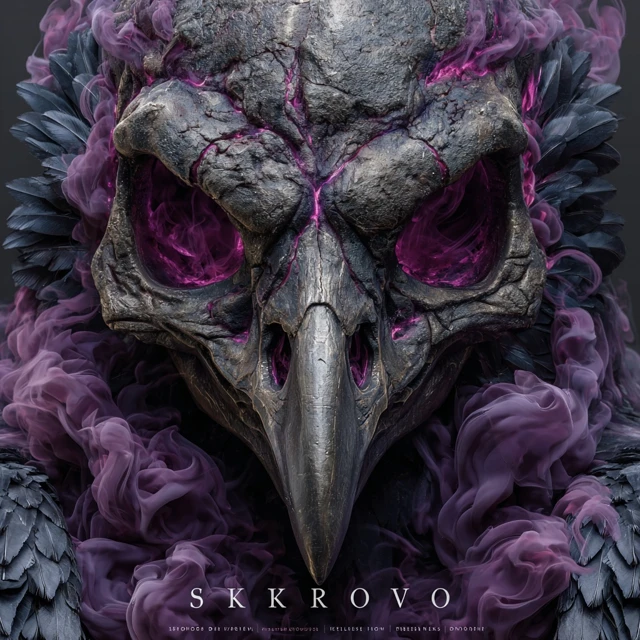 Dark Fantasy Raven Skull Artwork SKORVO Glowing Eyes