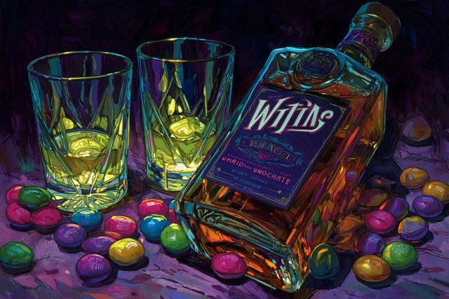Whiskey Advertisement Concept Art with Bonbons