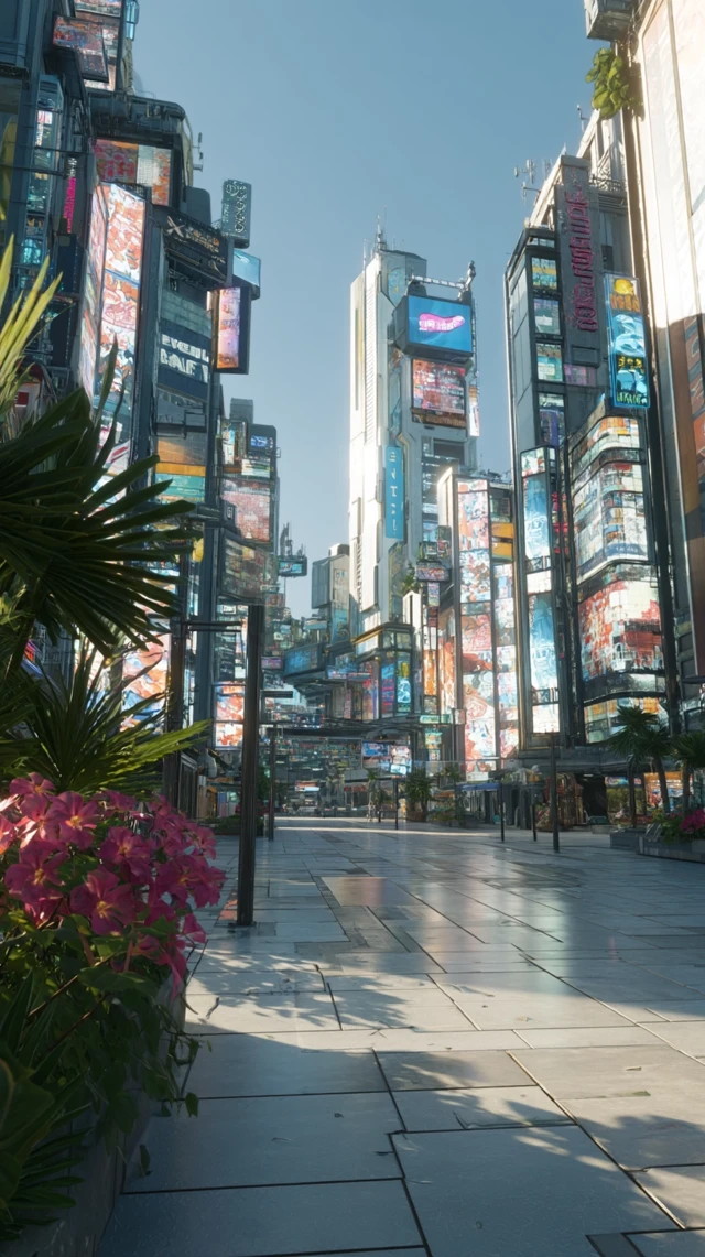 Futuristic Japanese City Street in Daylight 4K