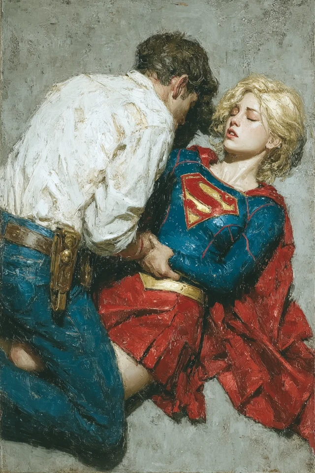 Supergirl in a Gritty Urban Painting