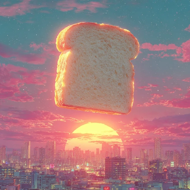 Synthwave Bread God Vaporwave Cityscape
