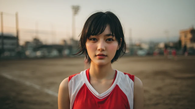 Japanese Athlete in Running Uniform Focused and Calm