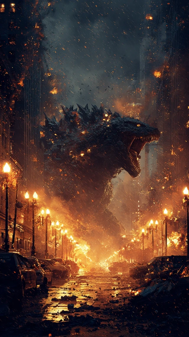 Monster Attacks City Destruction Scene Photography