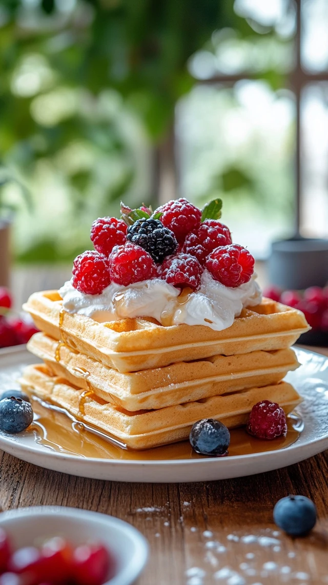 Delicious Waffles Breakfast Food Photography