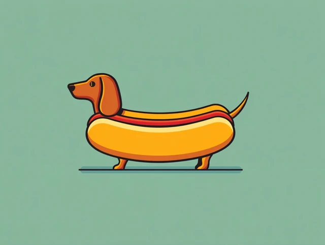 Dachshund Dog Hotdog Minimalist Logo Design