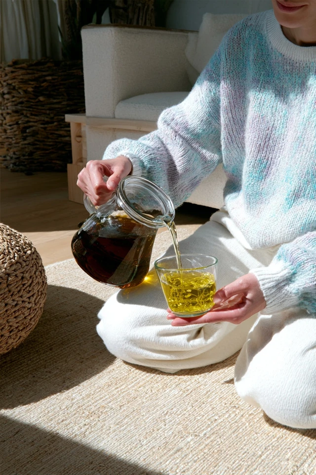 Wellness Photography Tea Pouring Cozy Living Room