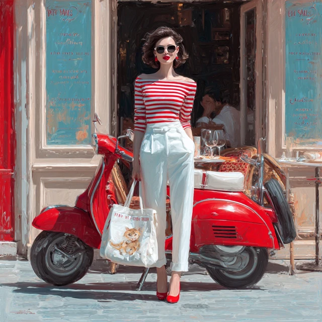 Chic French Woman in Paris Fashion Photography