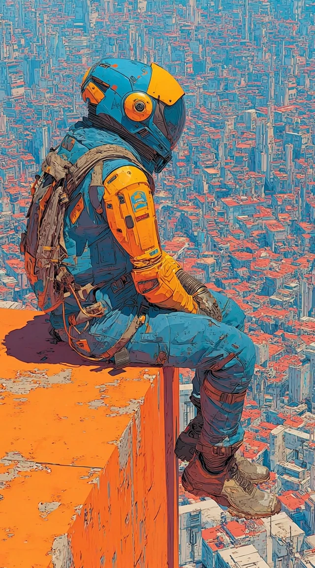 Cyberpunk Astronaut Earth View SciFi Art