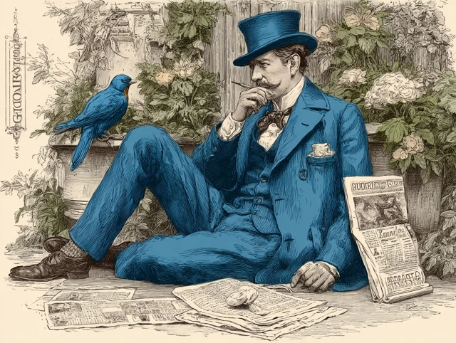 Victorian Gentleman Reading Newspaper Illustration