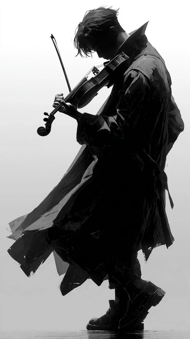 Violinist in Silhouette Modern Art