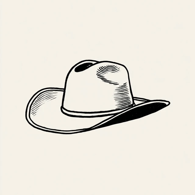 Cowboy Hat Simple Line Art Illustration