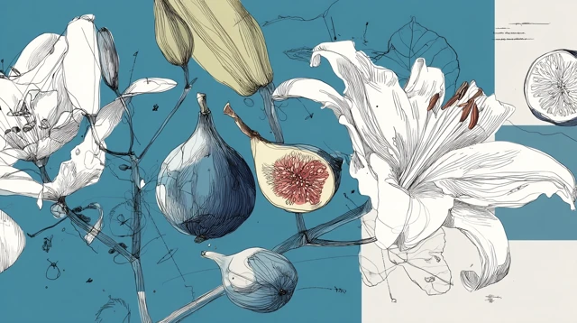 Hand-drawn Lilies and Figs Vector Art