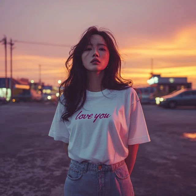 Korean Model in Sunset Street Fashion