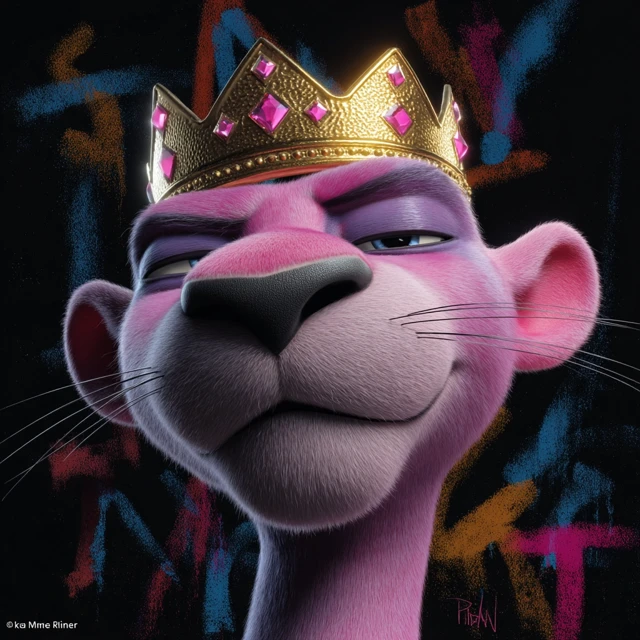 Pink Panther King Cool 3D Render