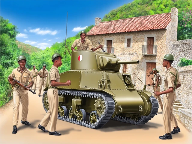 WW2 Tank and Soldiers in the European Countryside