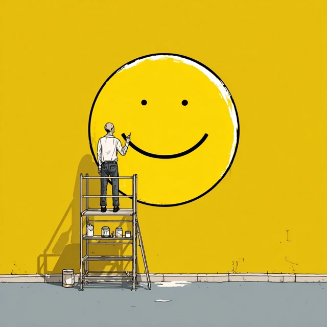 Man Drawing Smiley Face Cartoon Illustration