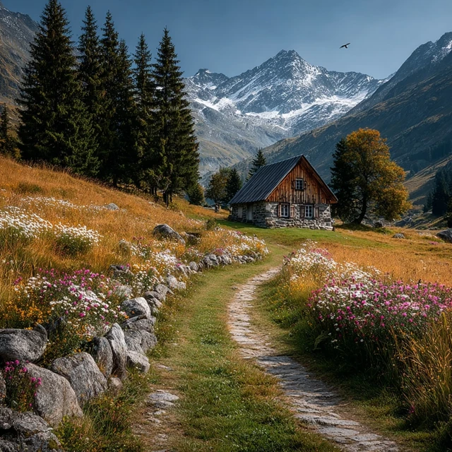 Mountain Cabin Retreat Tranquil Scenery