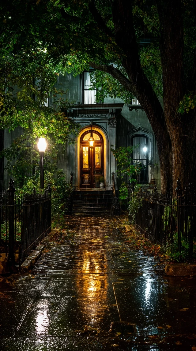 Rainy Night Mansion Illumination