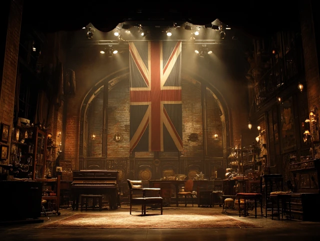 Theater Stage Design with Union Jack Flag