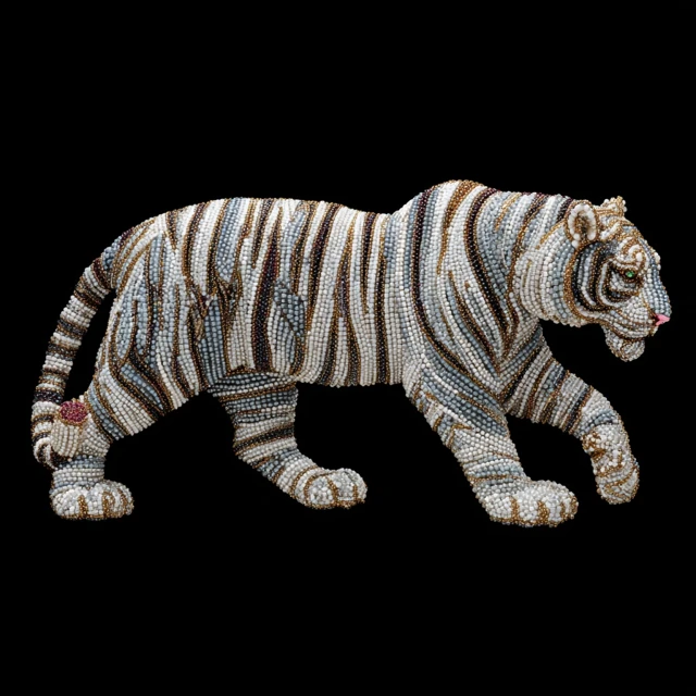 White Rhinestone Tiger Stunning Animal Portrait
