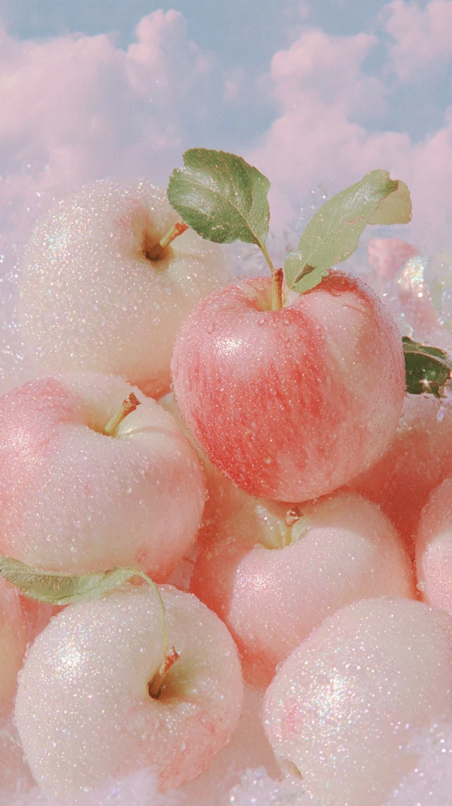 Dreamy Pink Apples Hyperrealistic Close Up