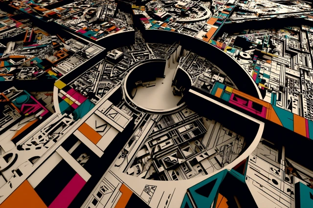 Abstract Cityscape Geometric Colorful Artwork