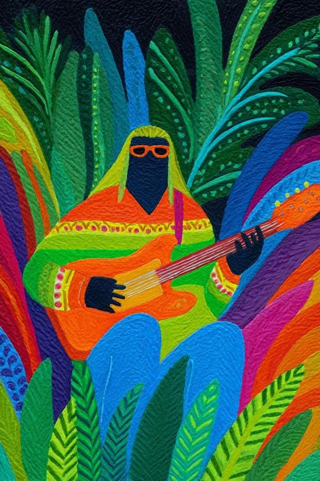 Folk Music Superhero Banjo and Harmonica
