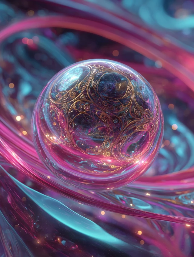 Surreal Neon Orb in Pastel Cosmos