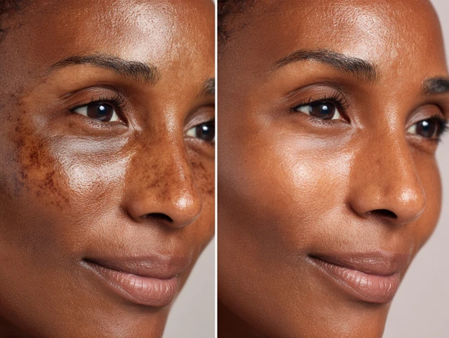 Skin Brightening Before After on Brown Skin