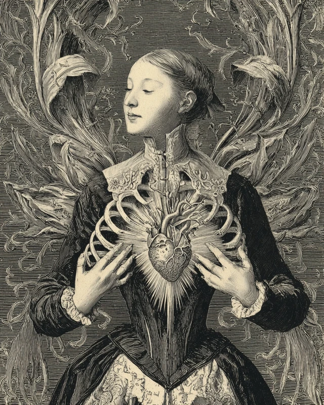 Engraved Heart Anatomy Art