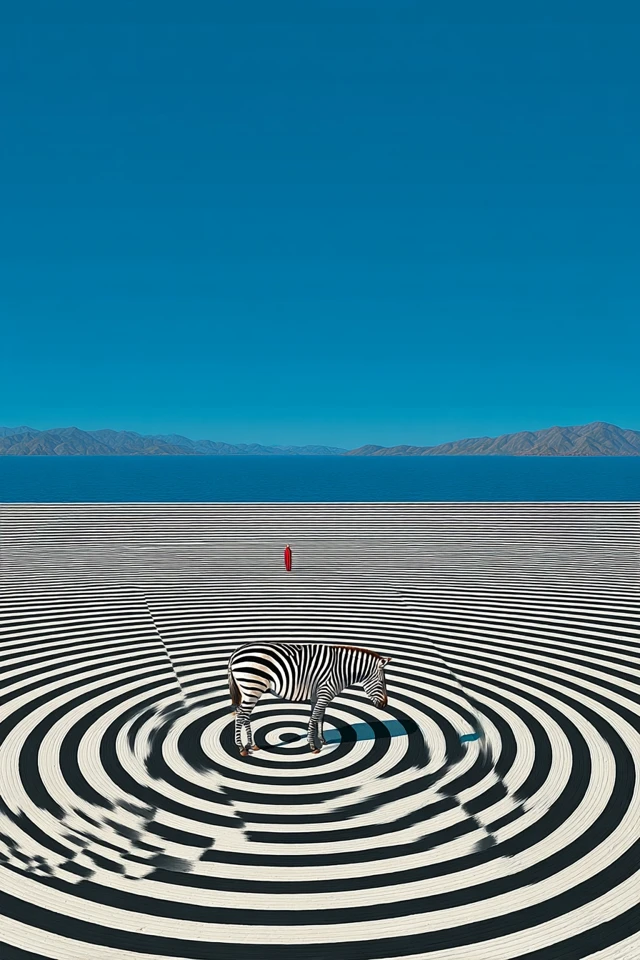 Zebra in Water Op Art Painting