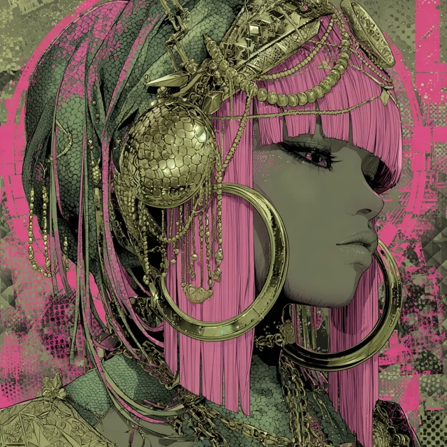 Anime Woman Olive Skin Pink Hair Futuristic