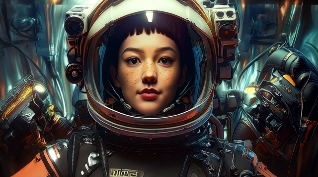 Astronaut Portrait Futuristic Cyberpunk Image