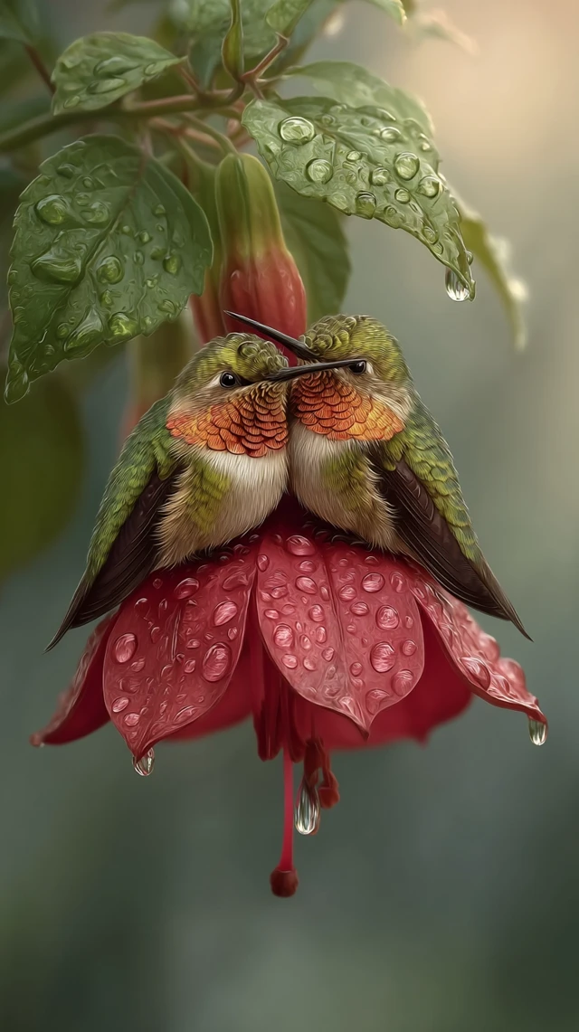Hummingbirds in Rain: Macro Photography of Nature