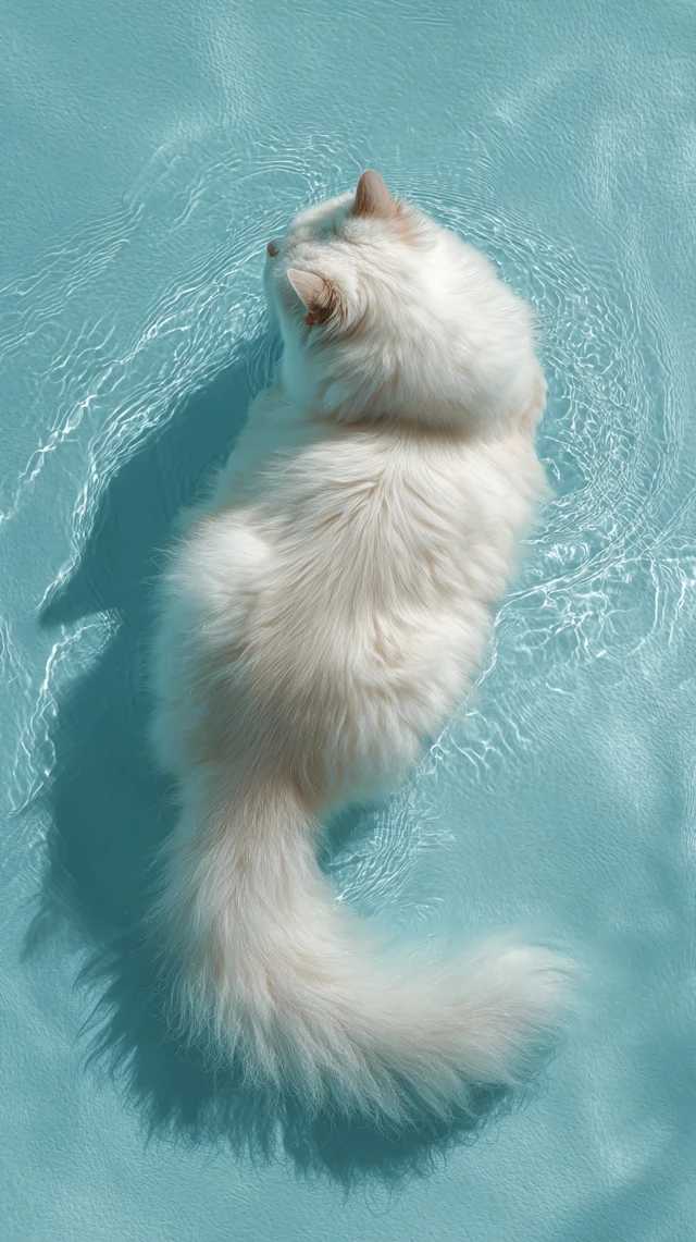 White Ragdoll Cat in Water Cute Photography