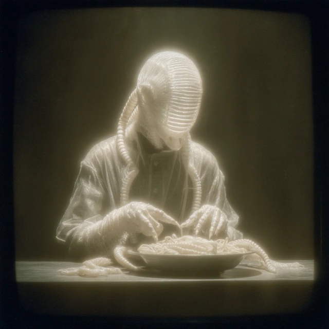 VHS Footage Pasta Man Lampreys Surreal Dinner