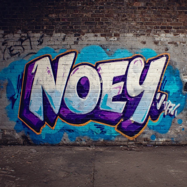 Noey Graffiti Art Blues and Purples