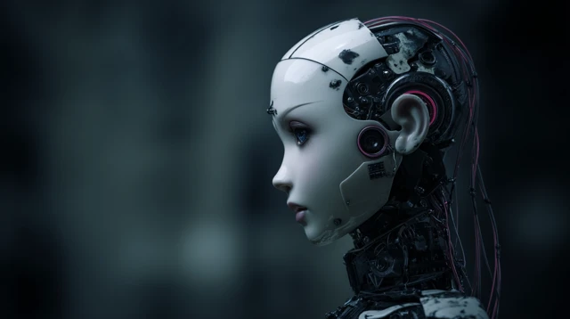 Female Robot Portrait Gottfried Helnwein Style