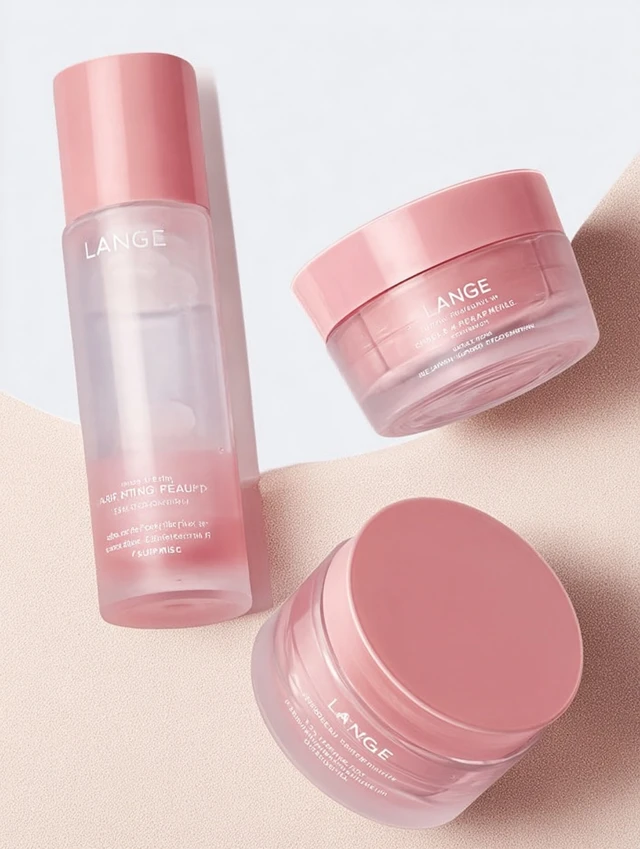 Luxury Skincare Products in Pastel Pink