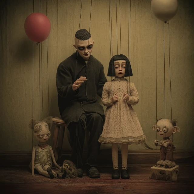 Quirky Puppet Scene Pop Surrealism