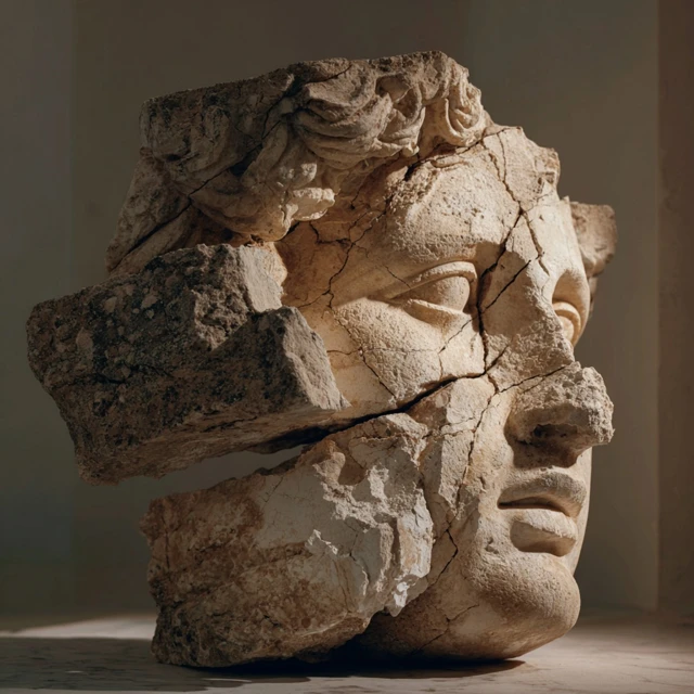 Greek Sculpture Fragmented Head Statue