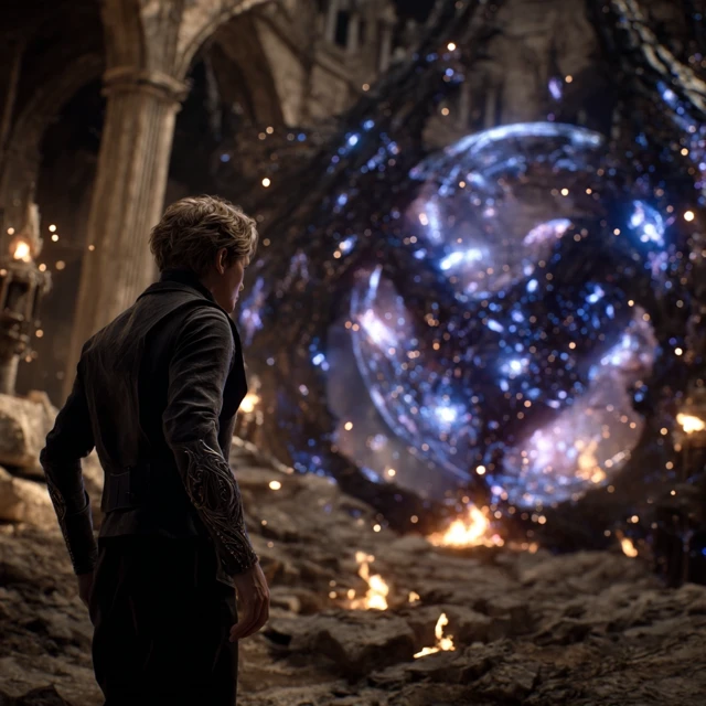 Sorcerer Confronts Astral Monster in Olympus Ruins