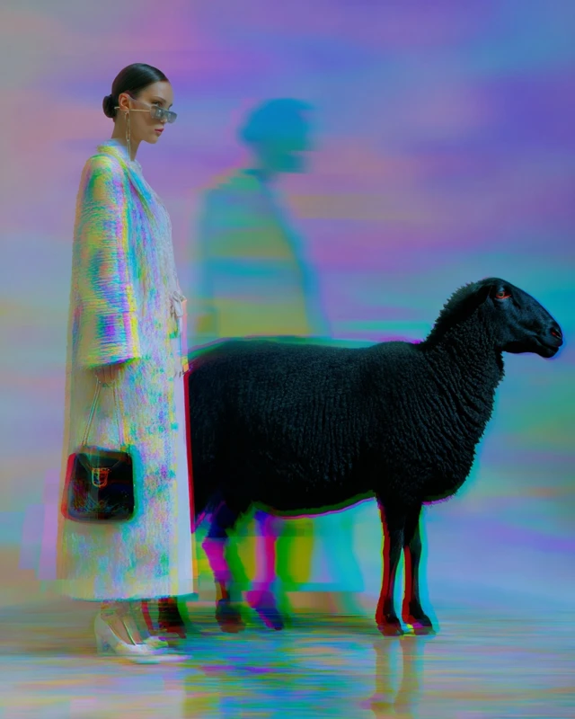Fashion Model Glitch Sheep Dreamlike Space